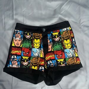 H&M Marvel Comics High Waist Shorts - Black and Multicolor